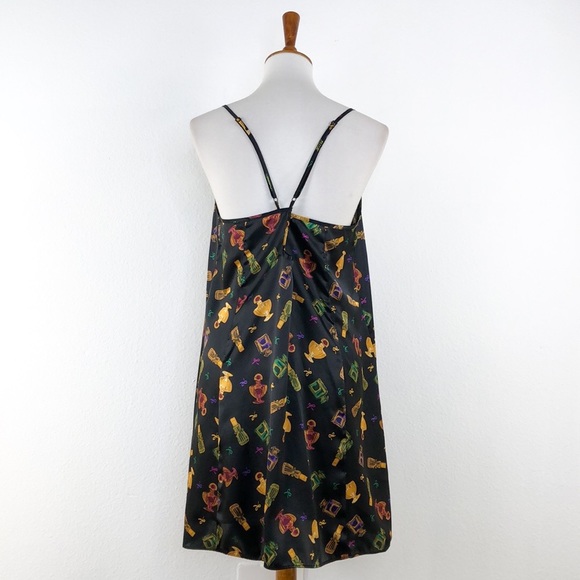 Cacique Black Perfume Print Silky Chemise Slip - Picture 5 of 7